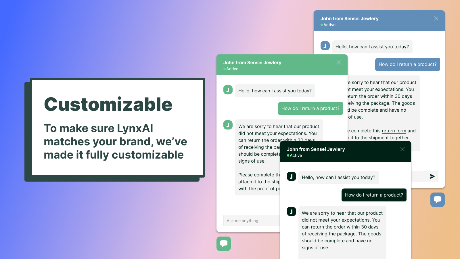 Customize your Lynx chatGPT AI chatbot
