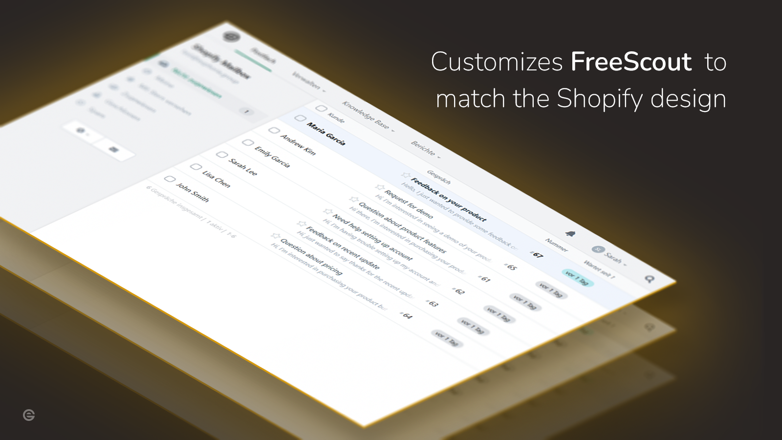 Customizes FreeScout to match the Shopify design