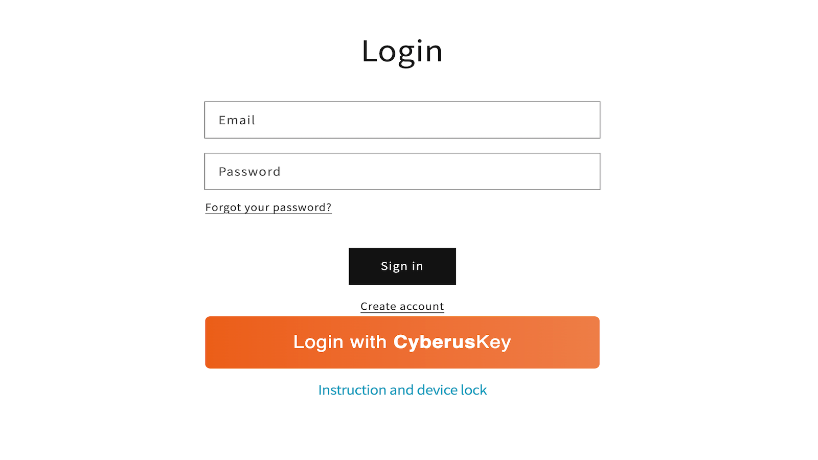 Cyberus Key widget added on account login page.