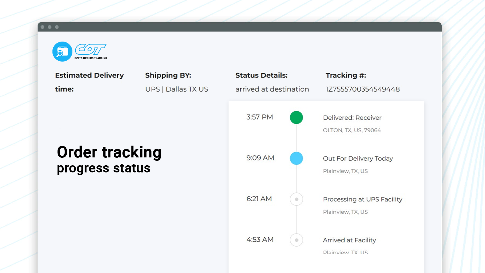 czets order tracking status page