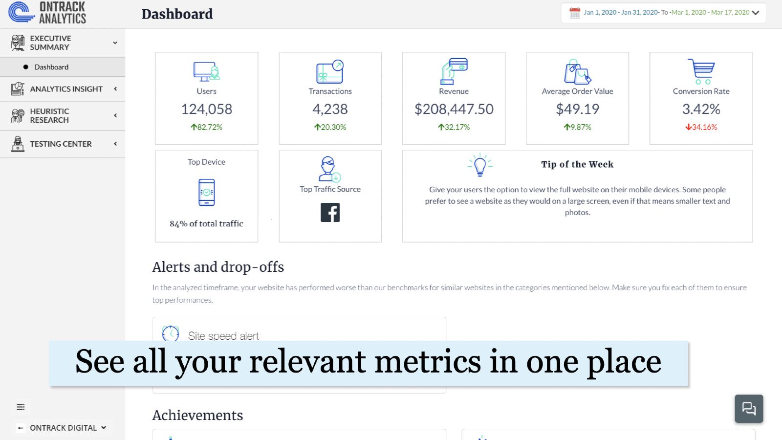 Dashboard - all your analytics in one place