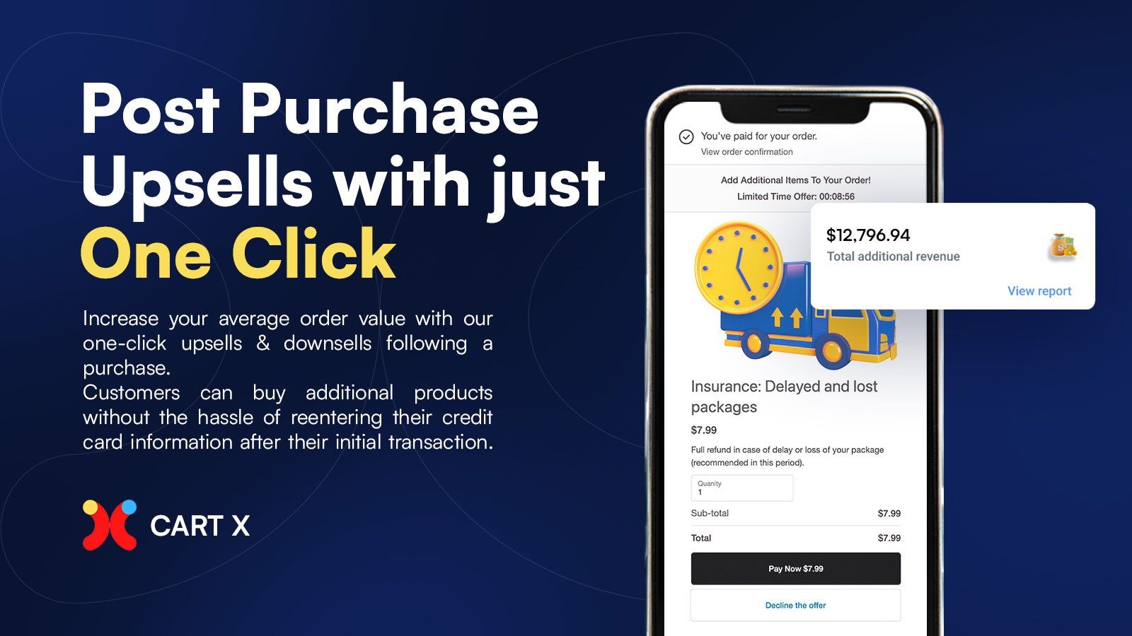 Dashboard, one click upsell