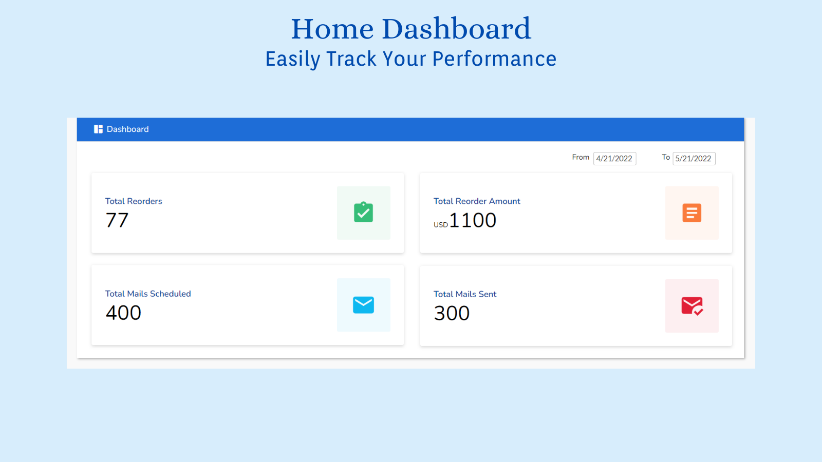 Dashboard. Easily Track Your Performance.