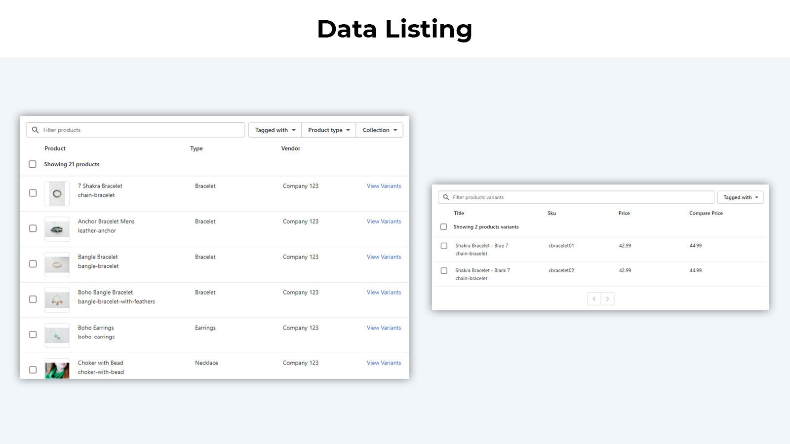 Data Listing