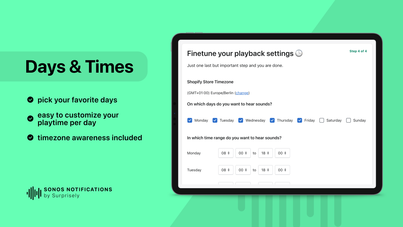 Days & Times Settings