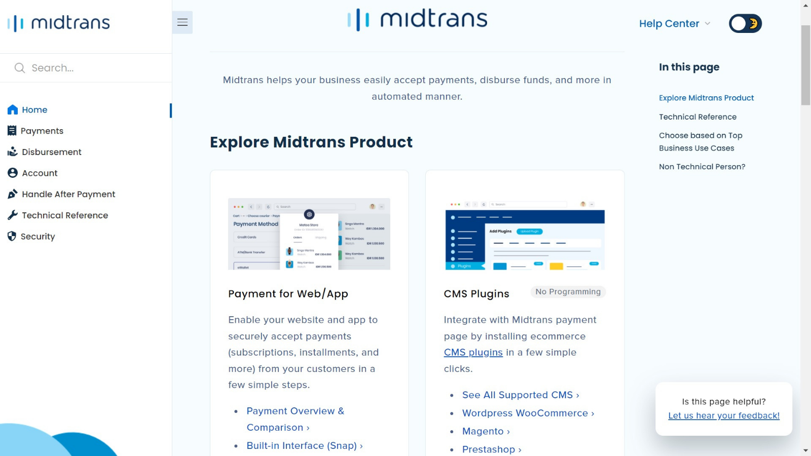 Dedicated Midtrans docs for all type of payment integrations.
