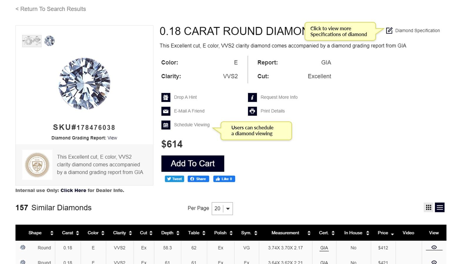 Default Diamond Details Landing Page
