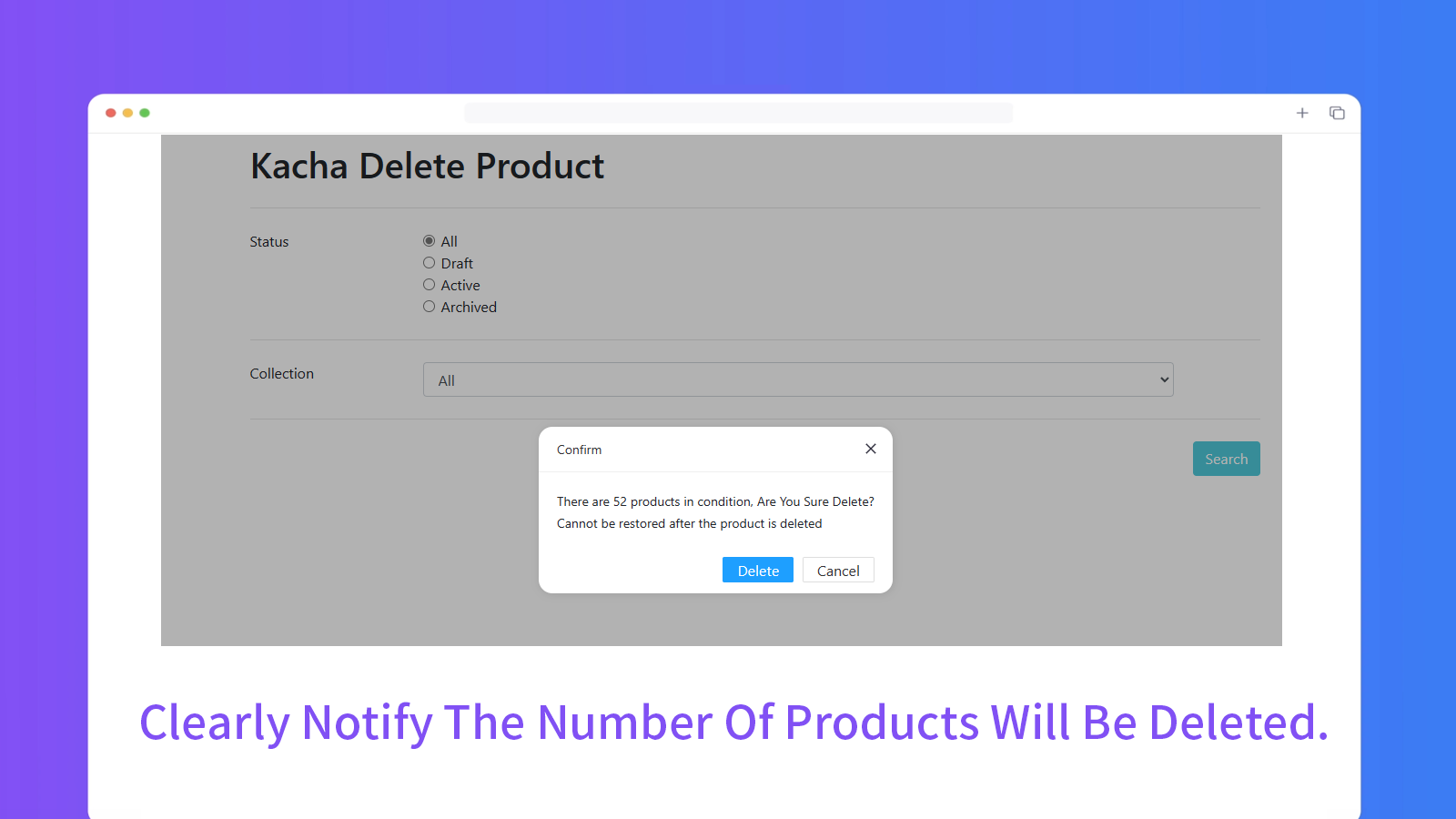 delete product by collection