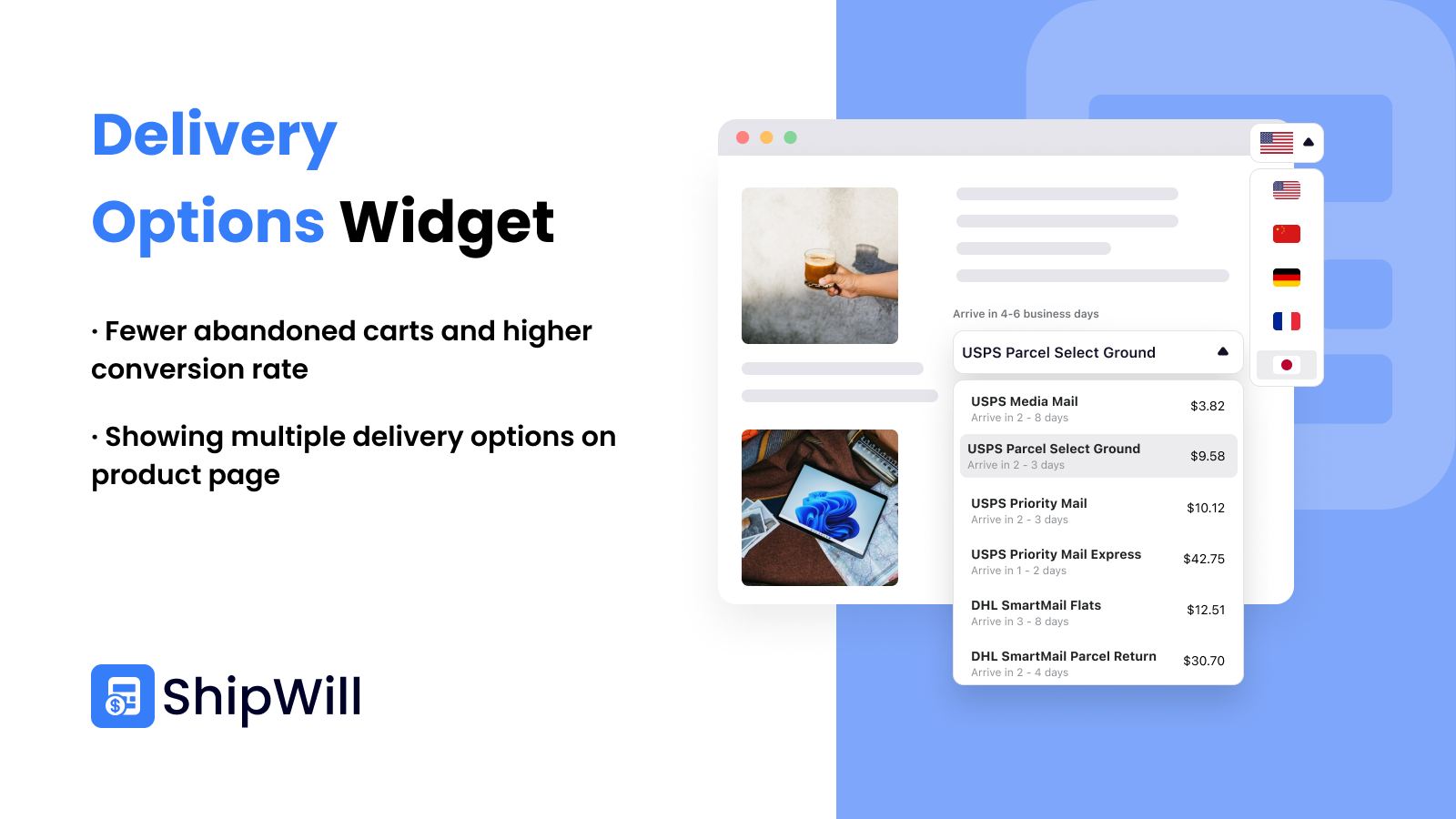 Delivery options widget