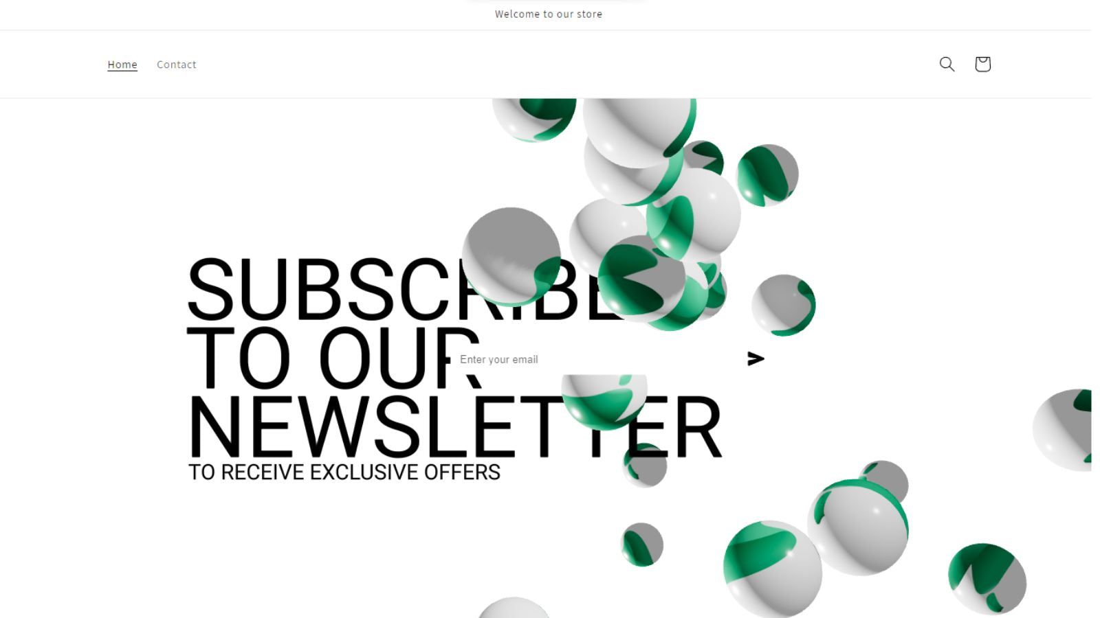 Demo image of 3D bubble newsletter section with logo texture
