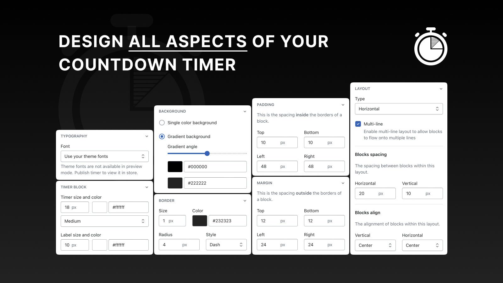 Design all aspects of your countdown timer