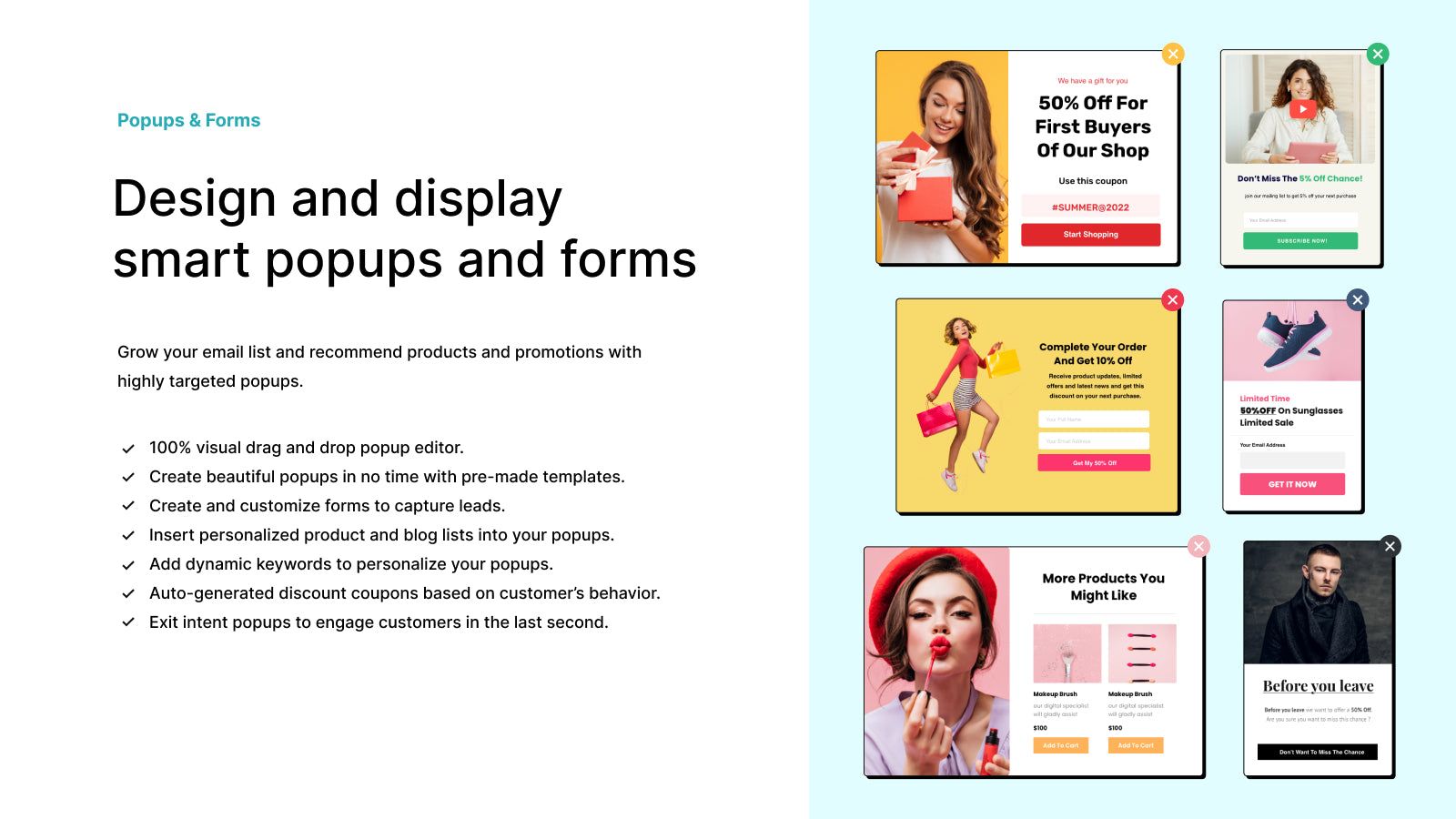 Design and display smart popups and forms