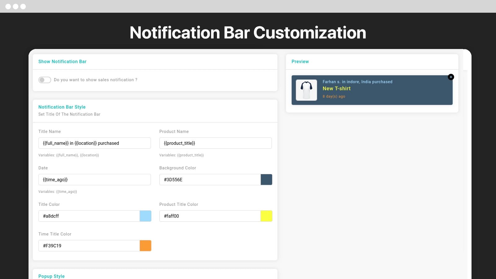 Design your own sales notifications