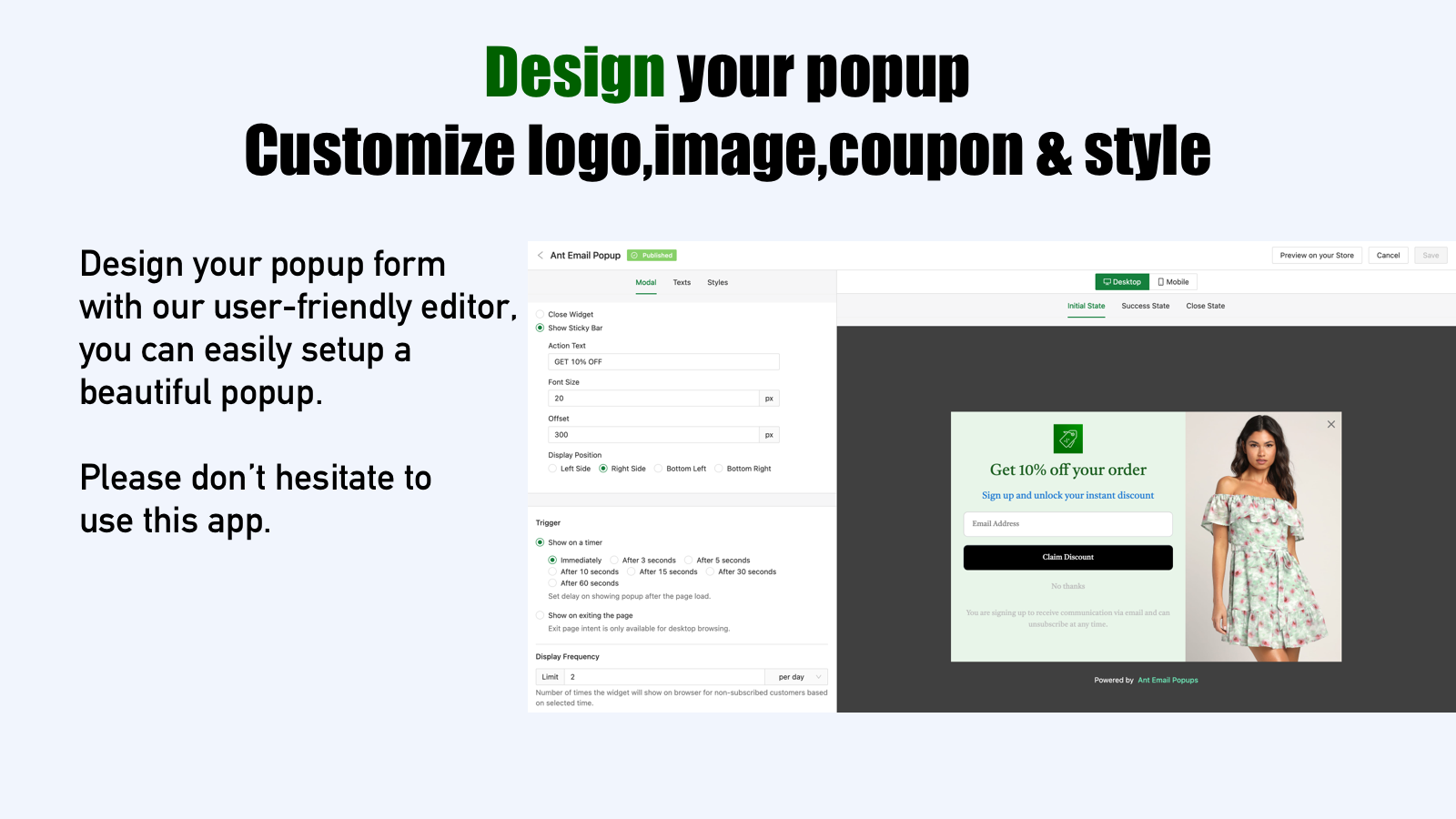 Design your popup