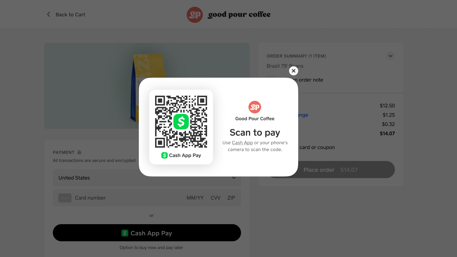 desktop checkout with mobile QR code scan