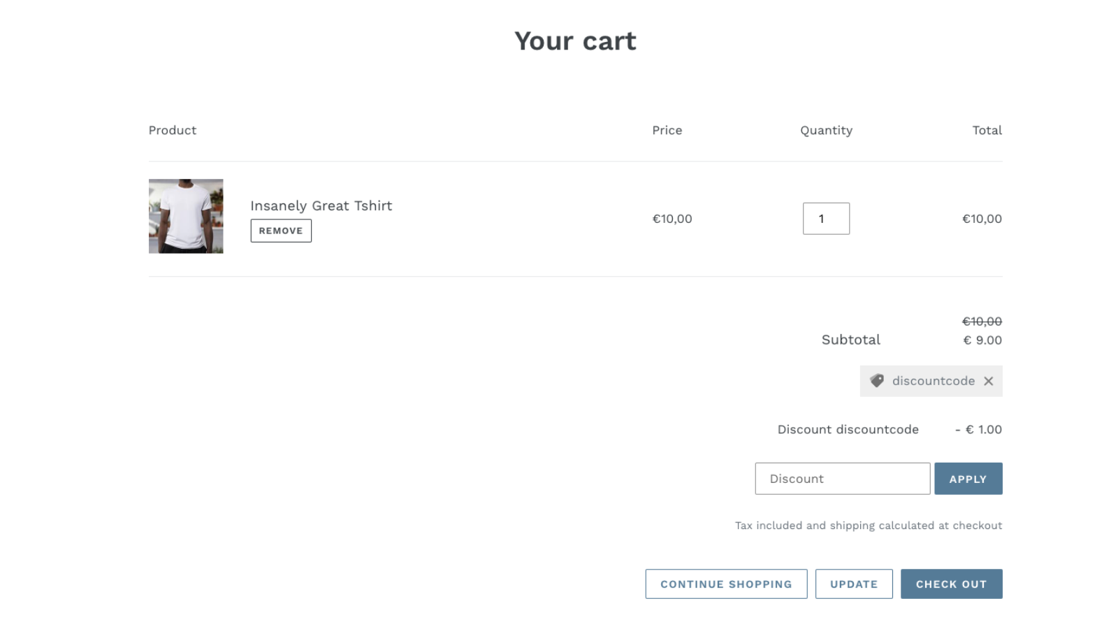Different setup of discount box on the cart page