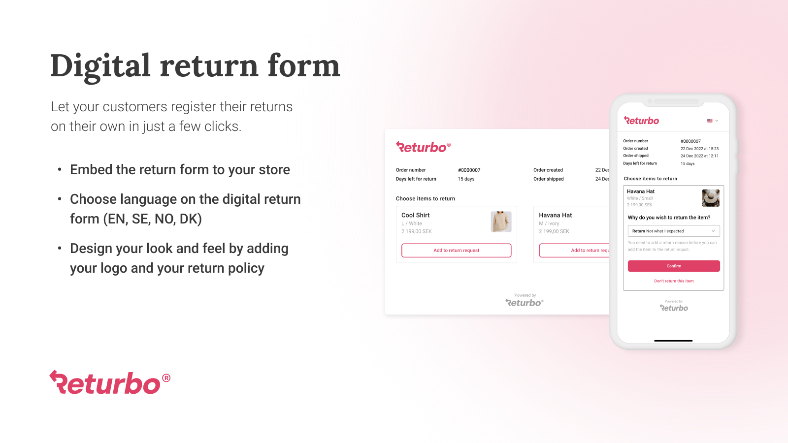 Digital return form