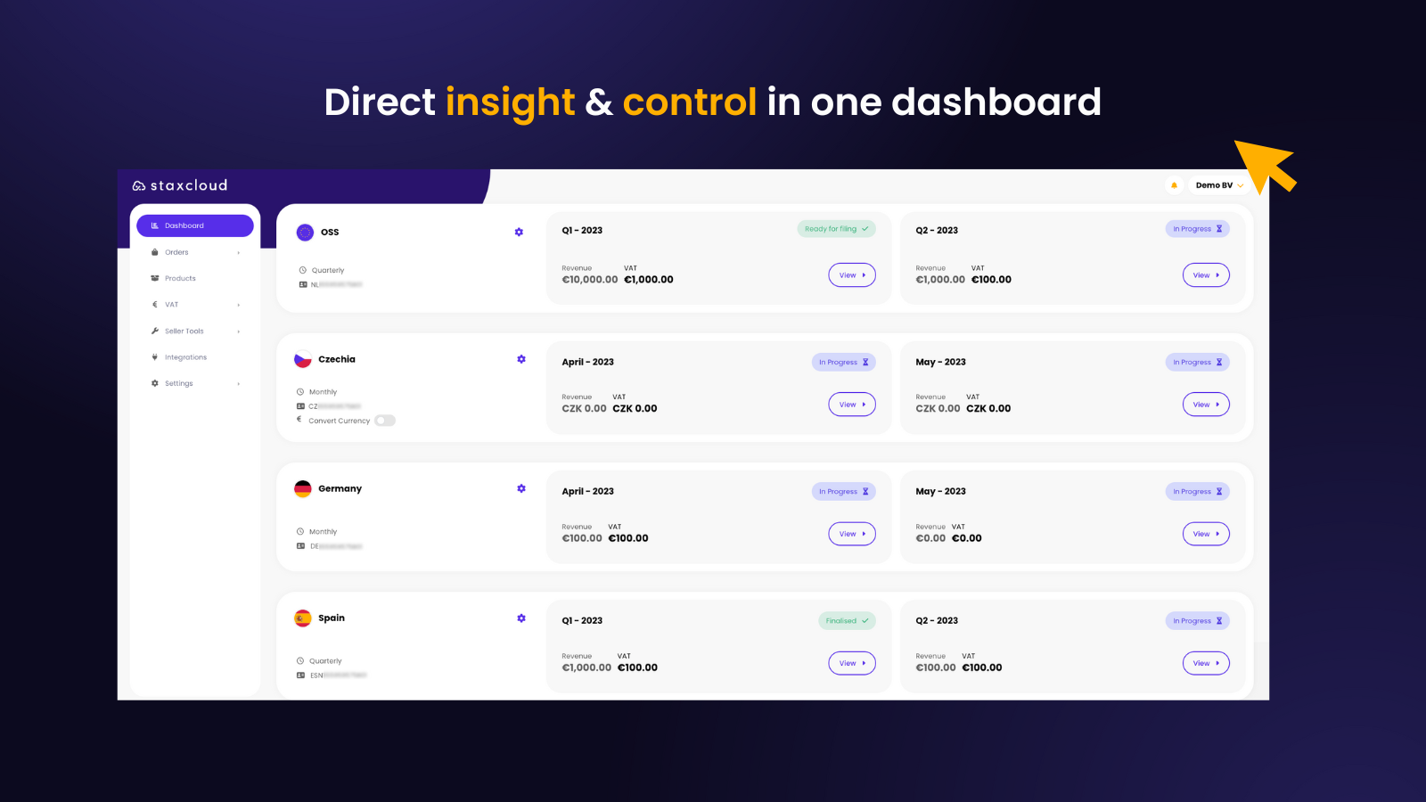 Direct insight & control in one dashboard