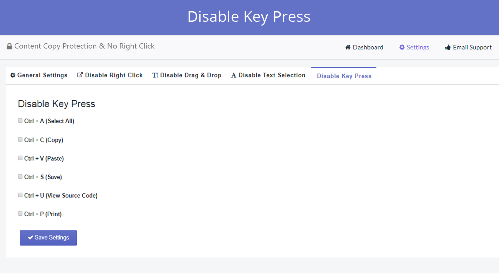 disable key press feature in smart right click disabler app
