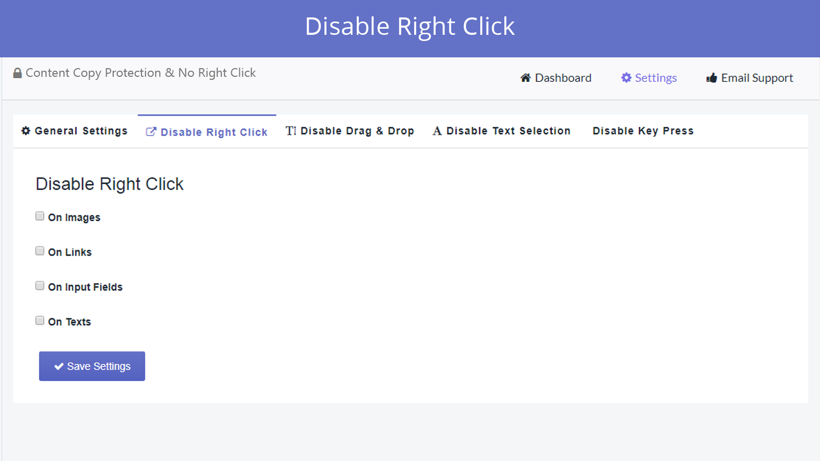 disable right click feature in smart right click disabler app