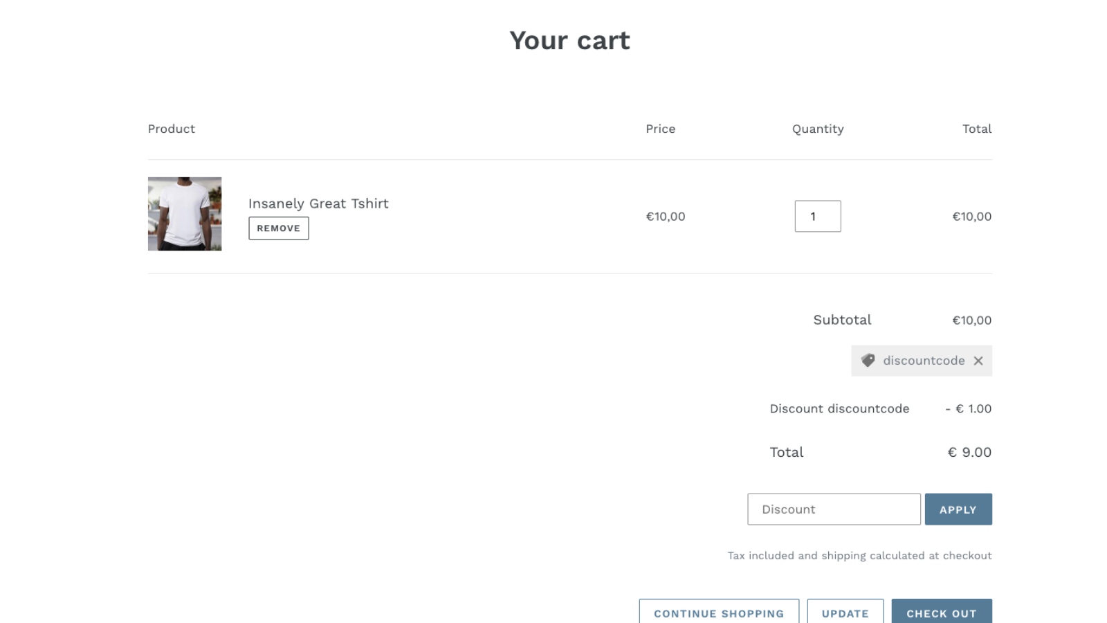 Discount box on the cart page