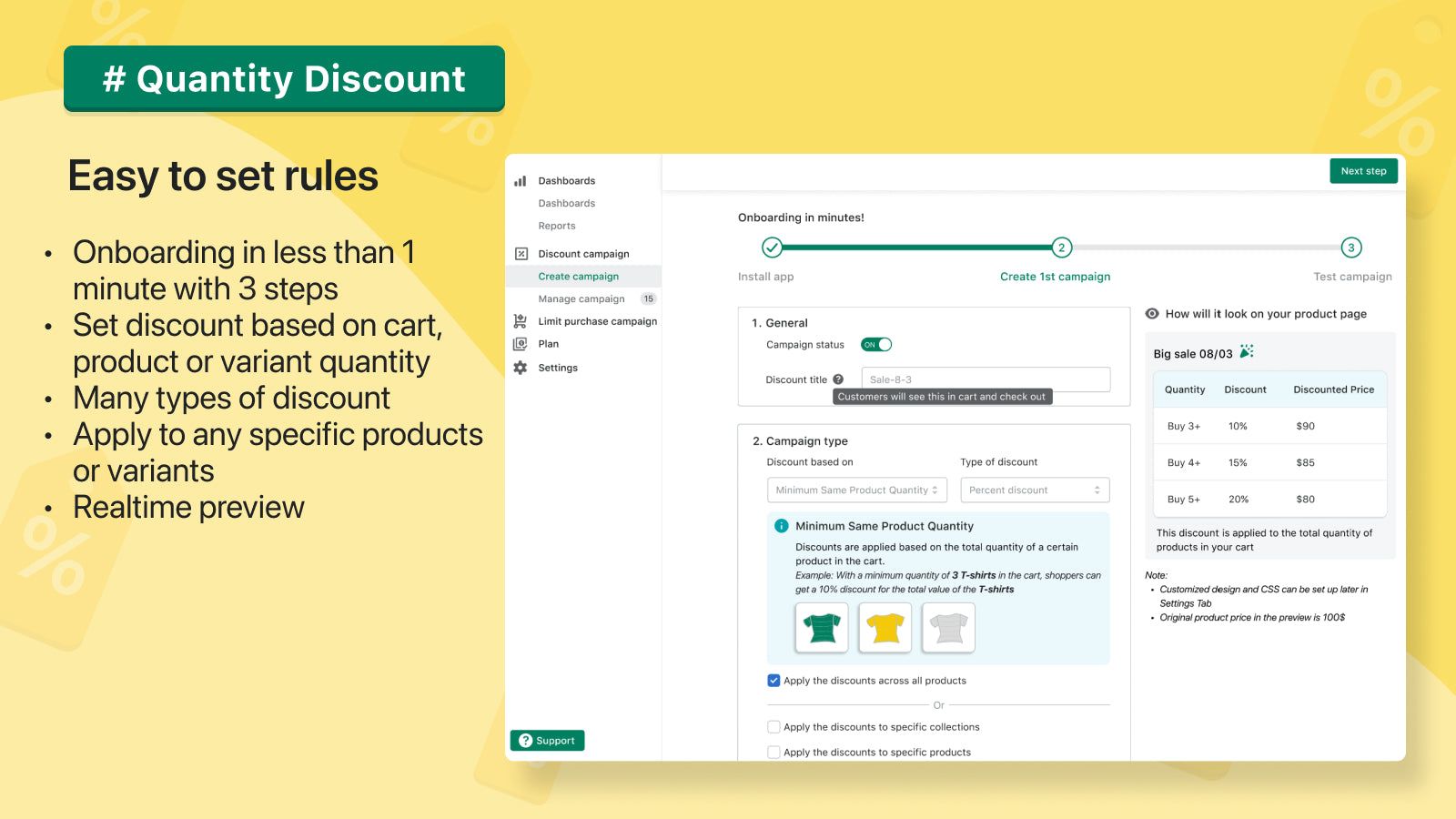 Discount - Easy to set quantity discount, tier pricing
