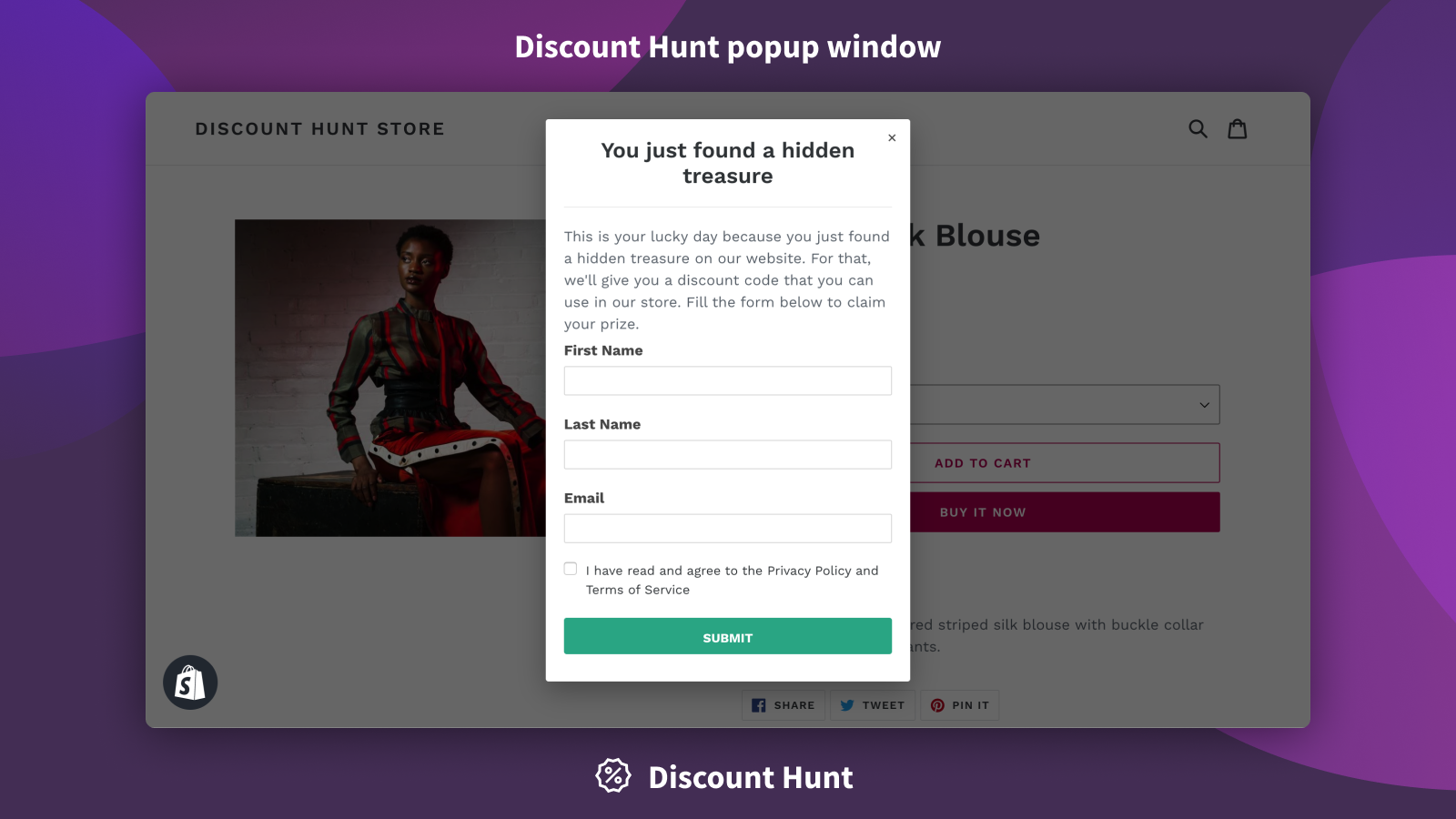 Discount Hunt popup window