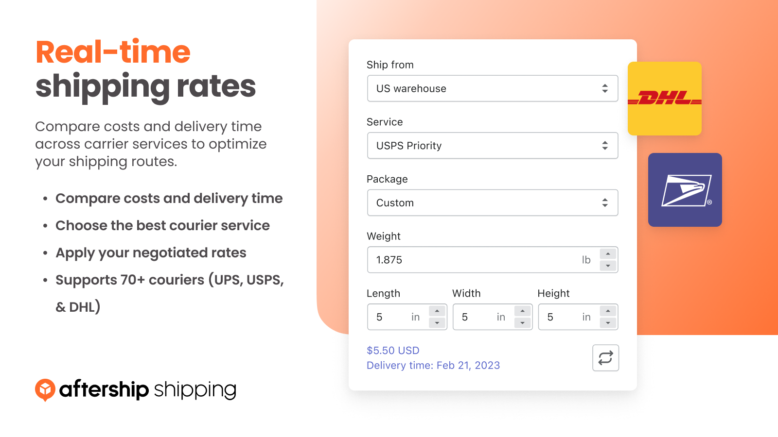 Discounted USPS & DHL shipping rates