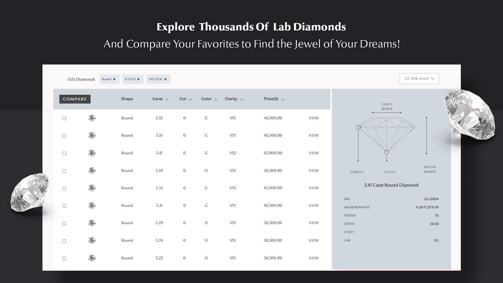 Display diamonds from other stores on your Shopify website.