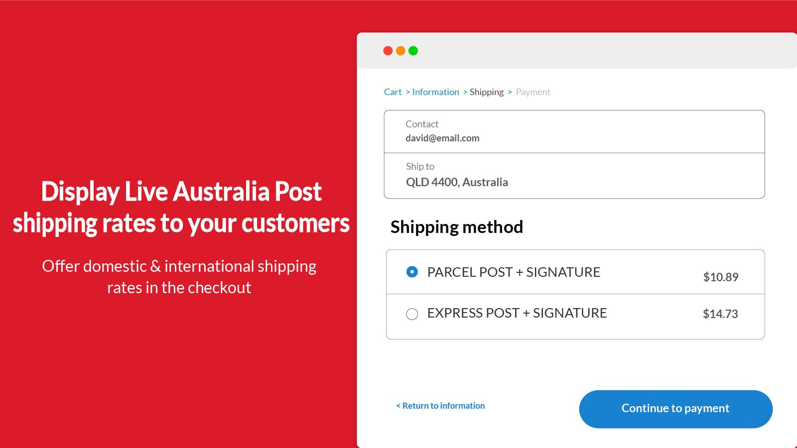 Display Live Australia Post Rates on the Checkout page