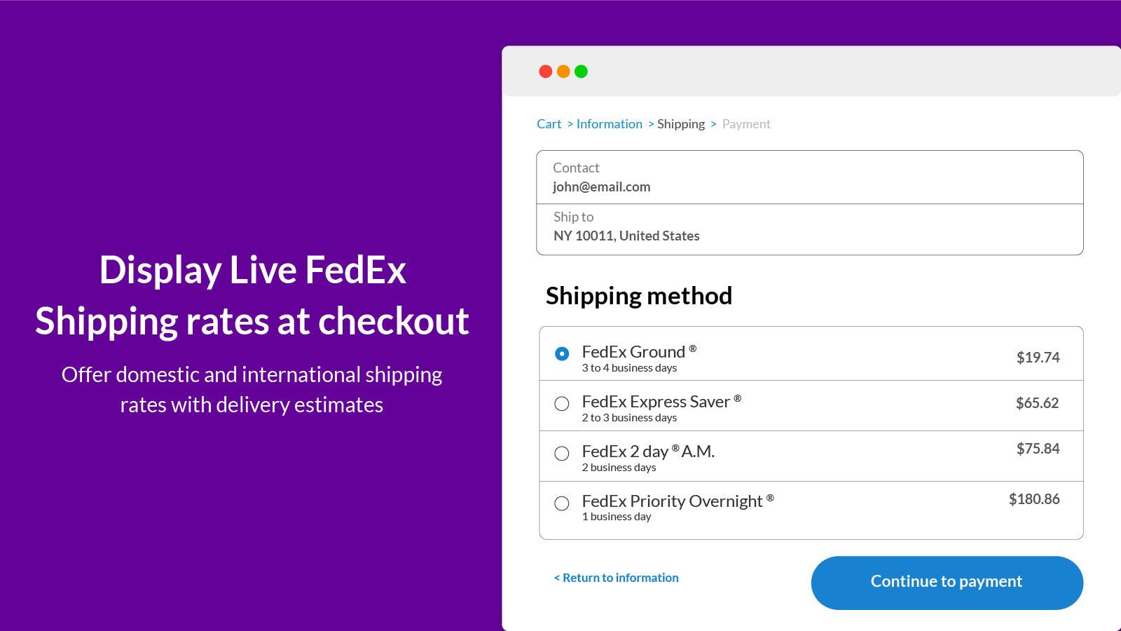 Display Live FedEx Rates on the Checkout page