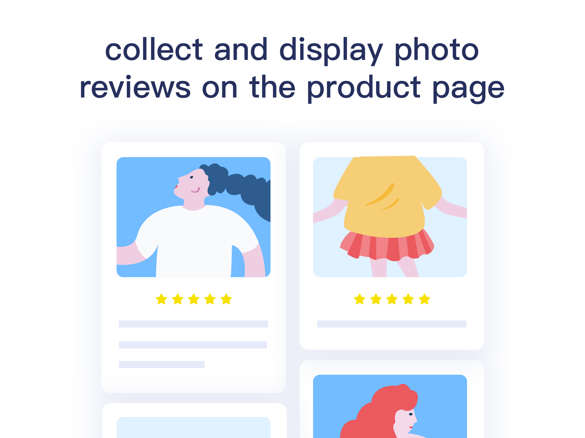 Display photo reviews, while allowing customers write a review.