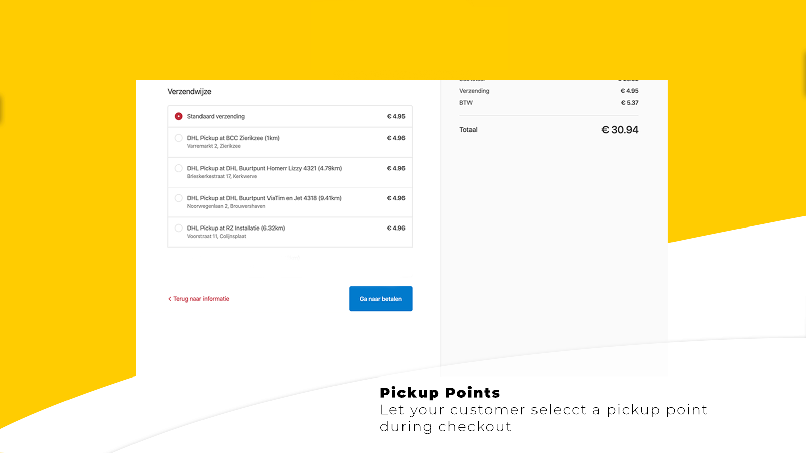 Display pickup points during checkout