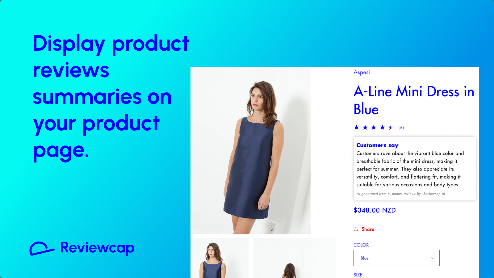 Display product reviews summaries on your product page.