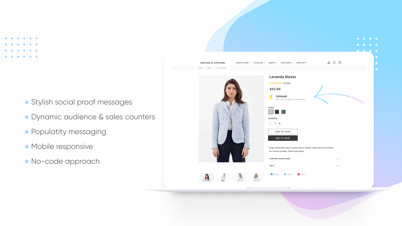 Display social proof messaging on product details