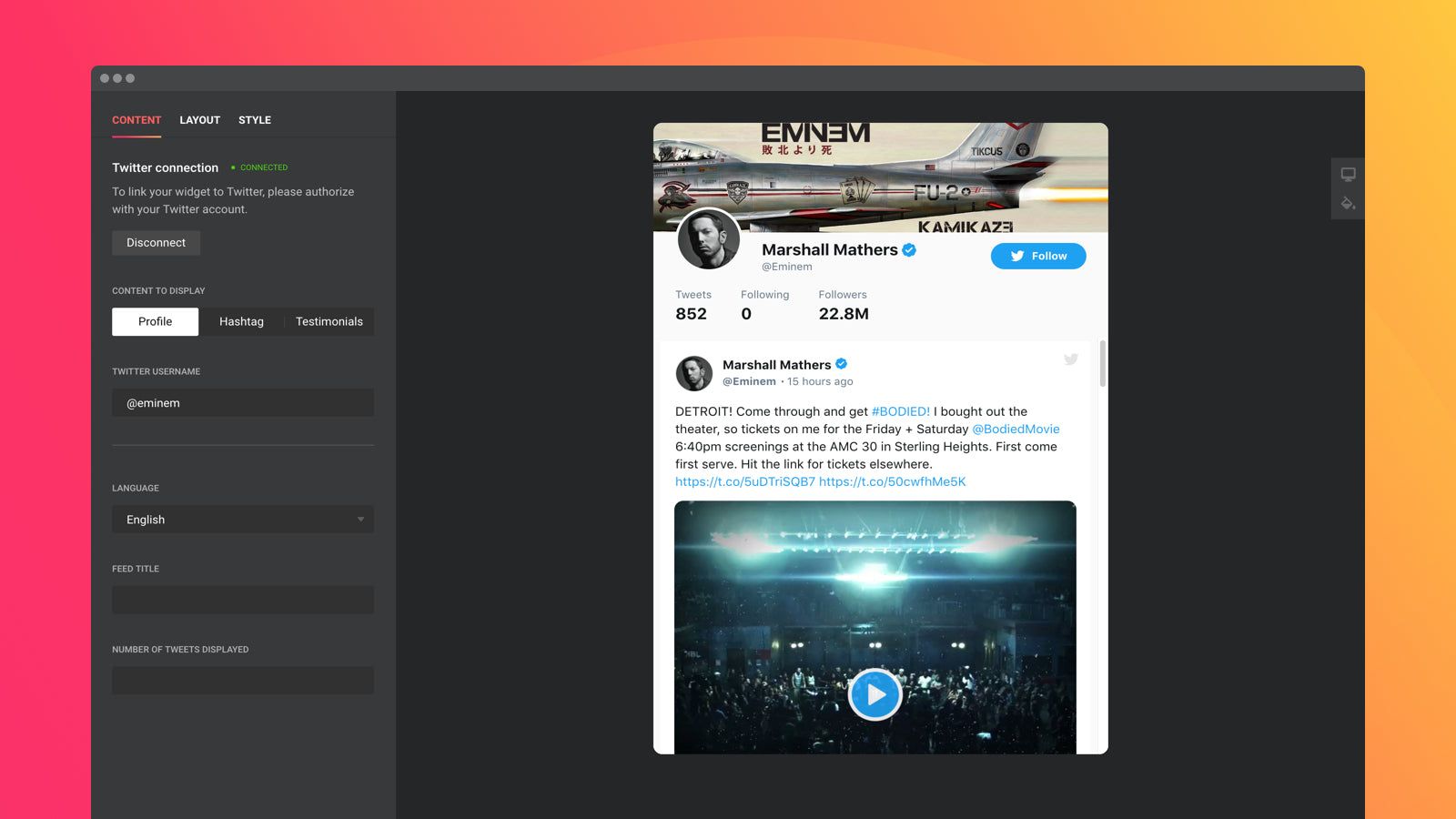 Display your Twitter profile with original design