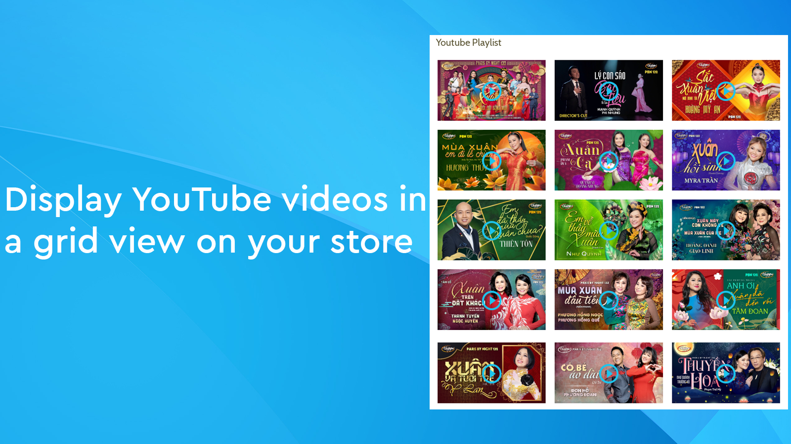 Display YouTube videos in a grid view on your store