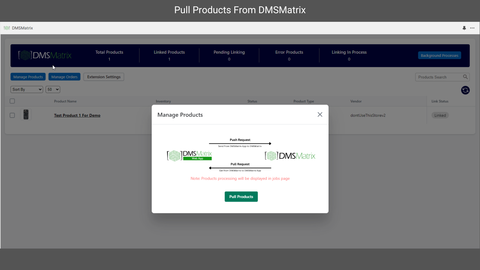 DMSMatrix Products Linking