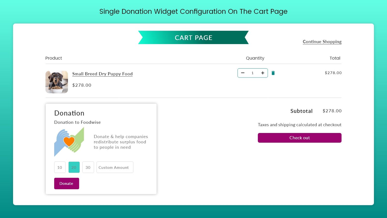 Donation Widget on Cart page - Shopify App