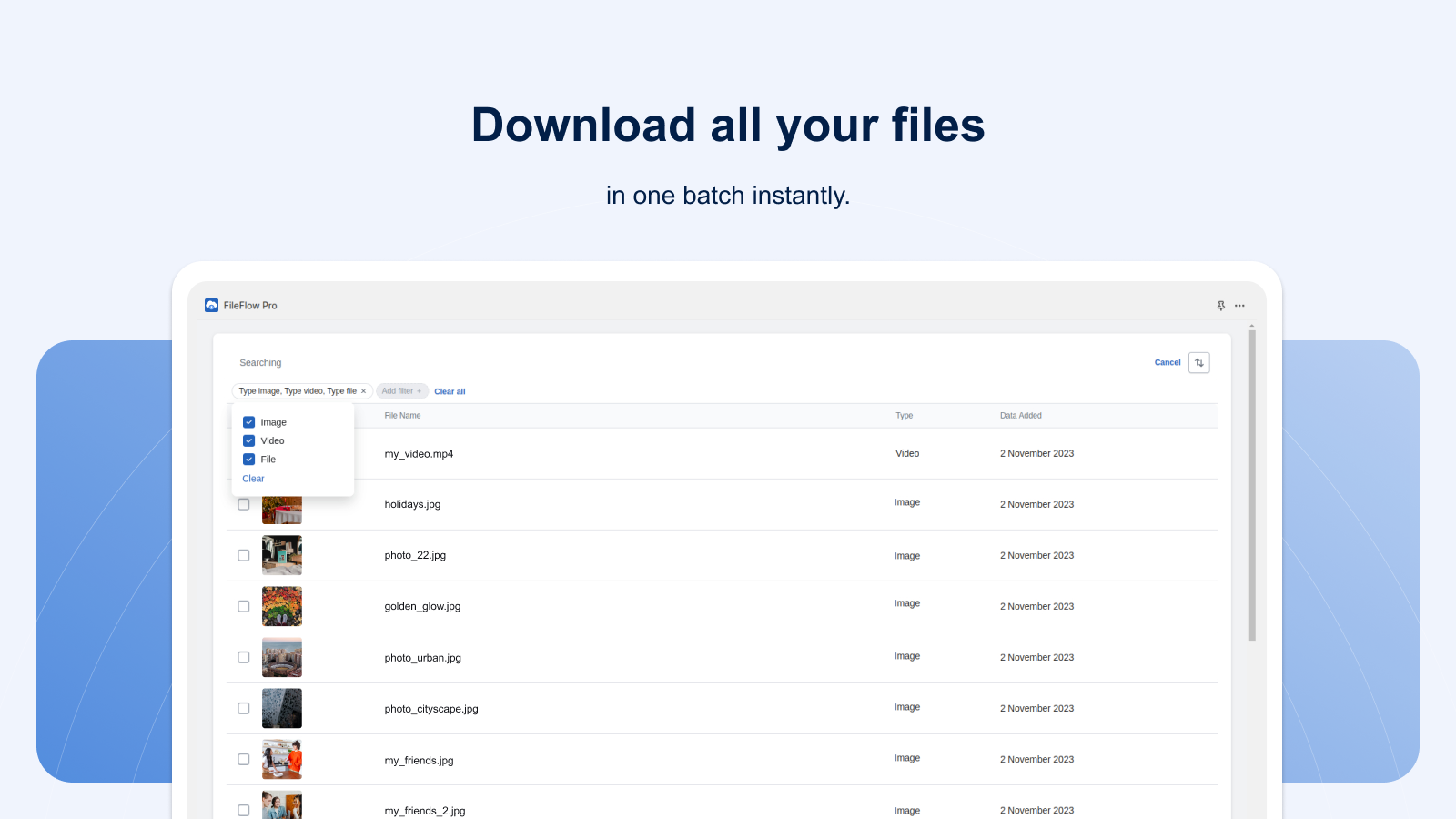 Download files in one batch