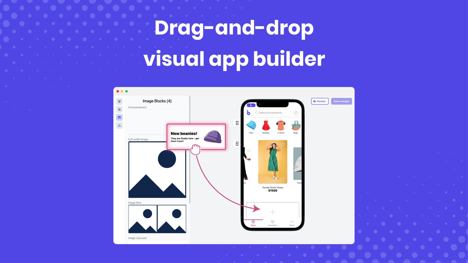 Drag-and-drop visual app builder