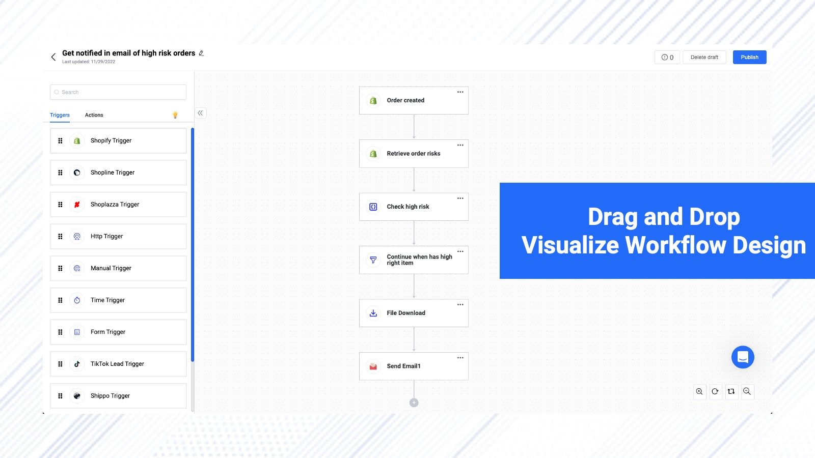 Drag & Drop visualize workflow design