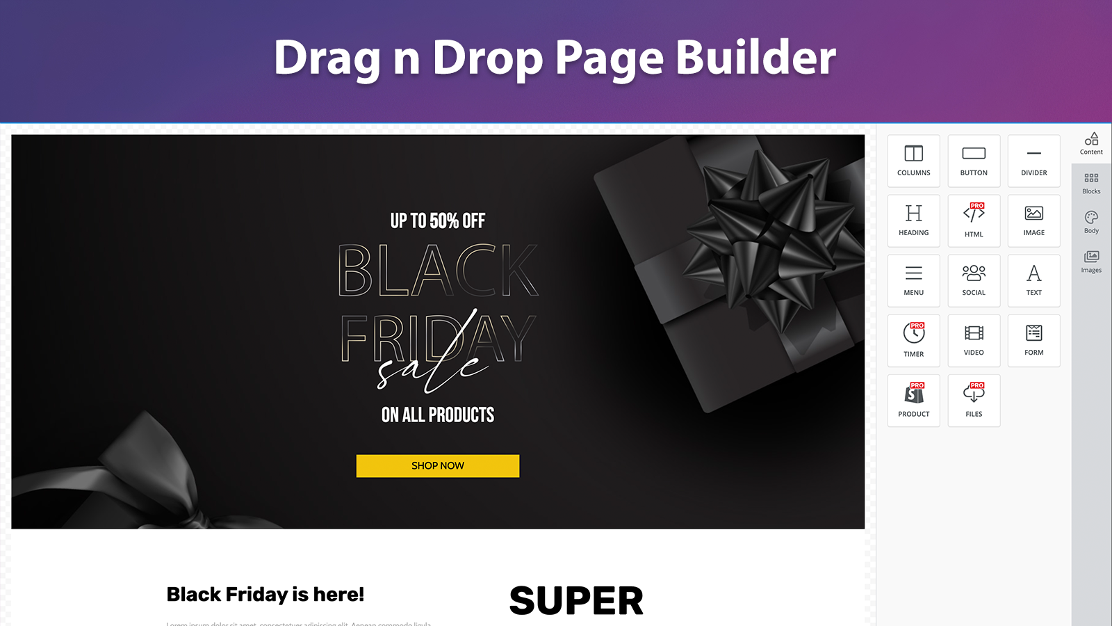 Drag n Drop Page Builder
