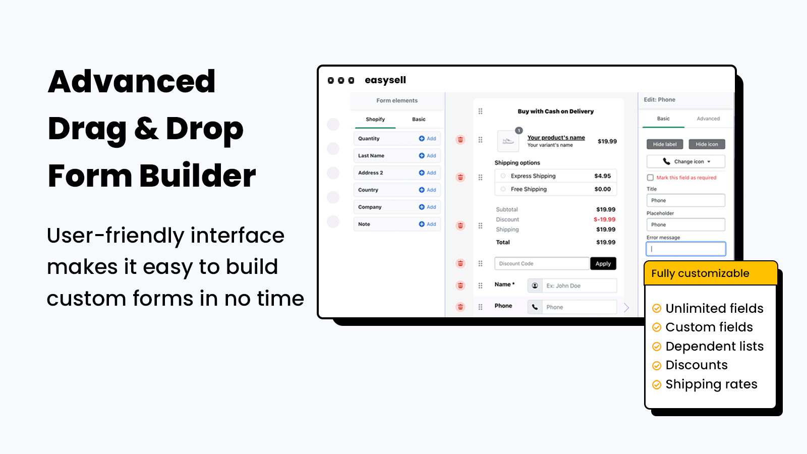 Drag&drop form builder with multiple fields