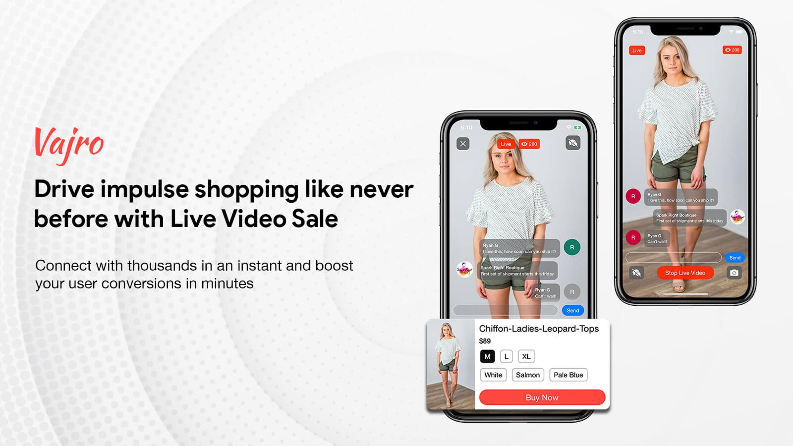 Drive impulse mobile app shopping with Live Video Sale