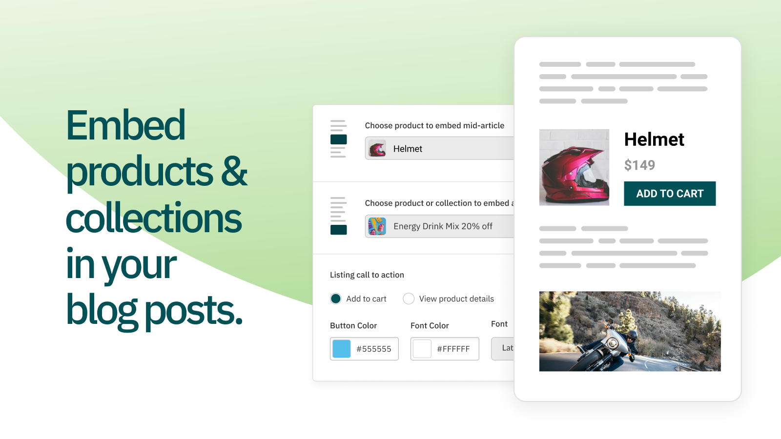 Drive sales from content by embedding dynamic product listings