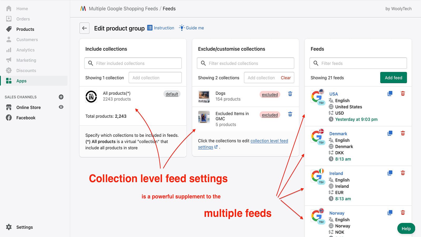 Each collections can have its own feed settings