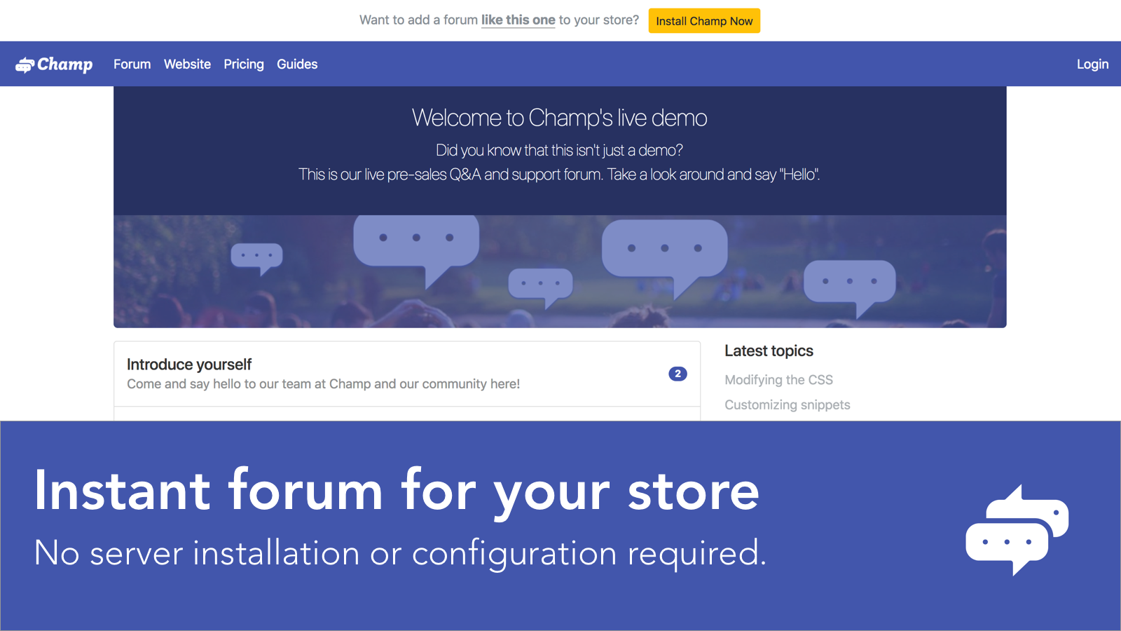 Easily add a forum to your store