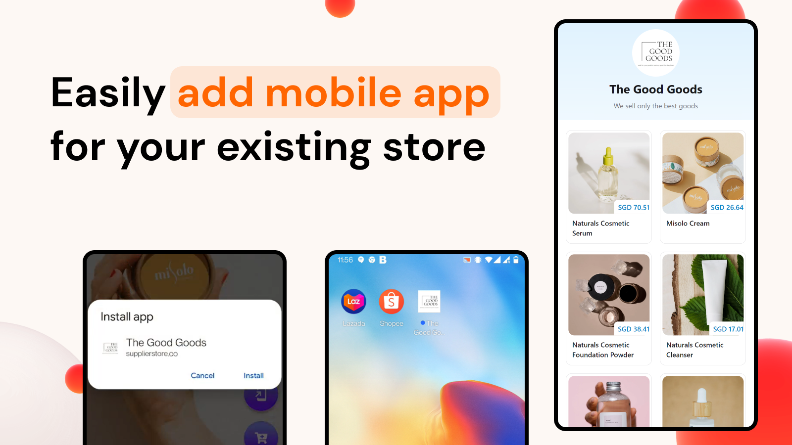 Easily add mobile app for your existing store