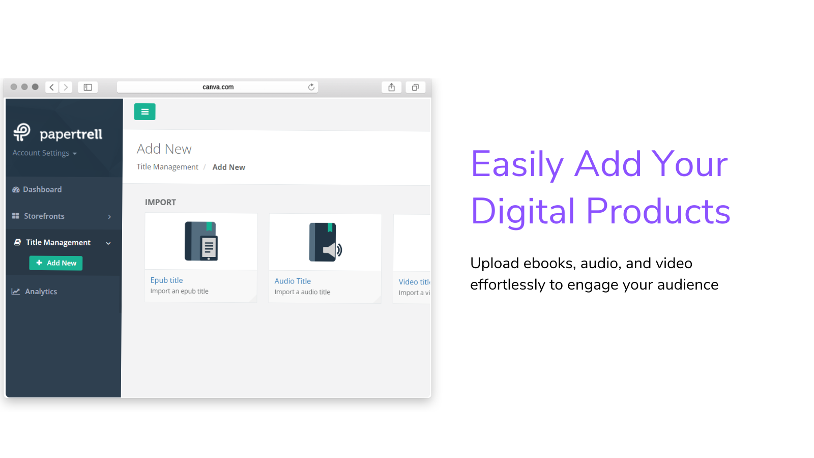 Easily add your digital products